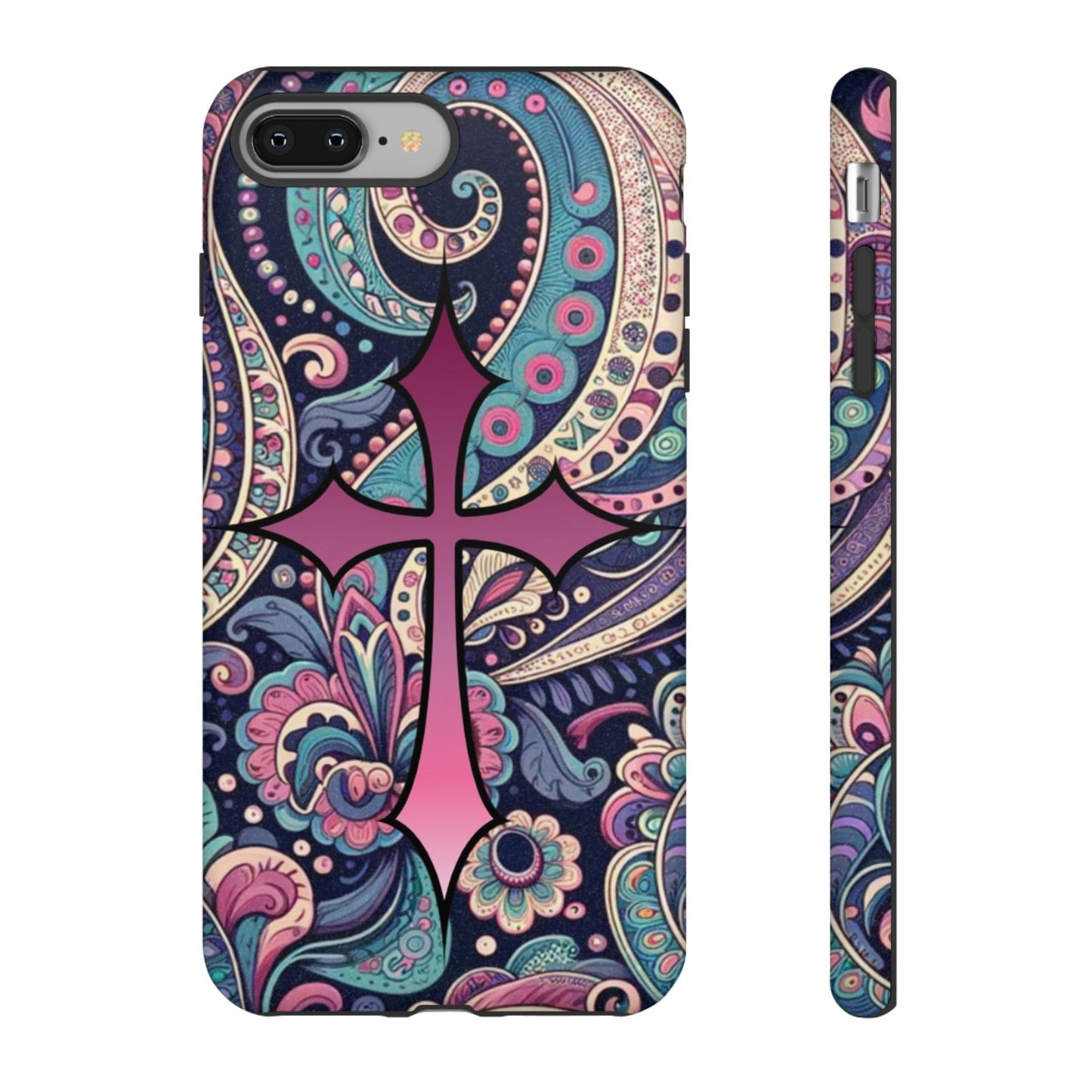 Colorful Cross Phone Case, Tough Phone Cover, Bohemian Style, Unique Gift for Her, Spiritual Design, Easter Accessories