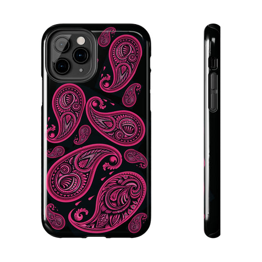 Hot Pink Paisley on black Phone Case