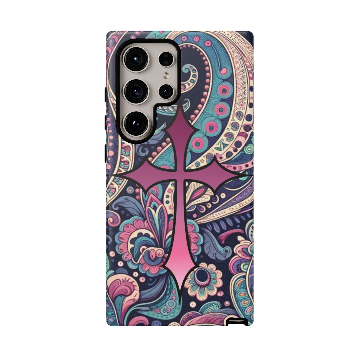 Colorful Cross Phone Case, Tough Phone Cover, Bohemian Style, Unique Gift for Her, Spiritual Design, Easter Accessories