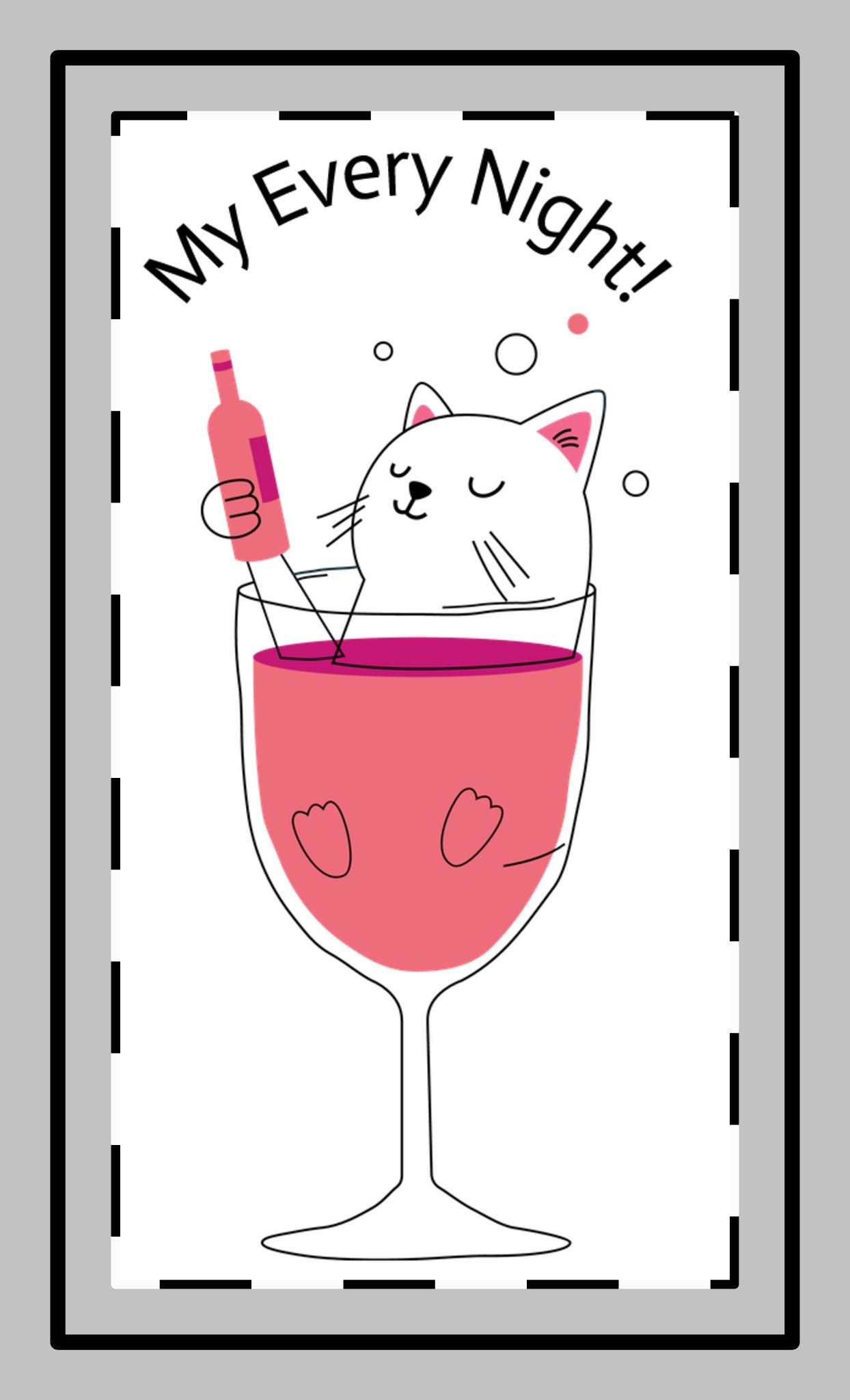 Magnet - Cat in Wine Glass with Bubbles