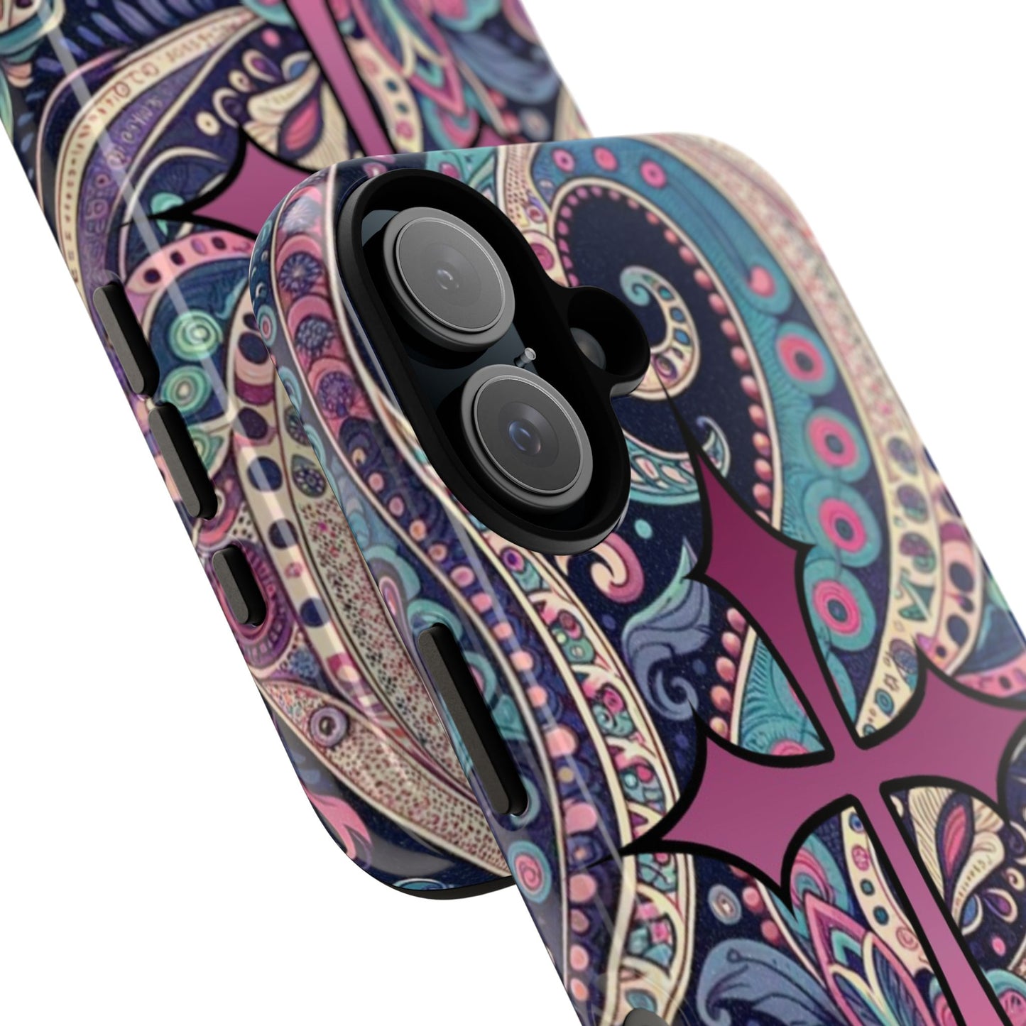 Colorful Cross Phone Case, Tough Phone Cover, Bohemian Style, Unique Gift for Her, Spiritual Design, Easter Accessories