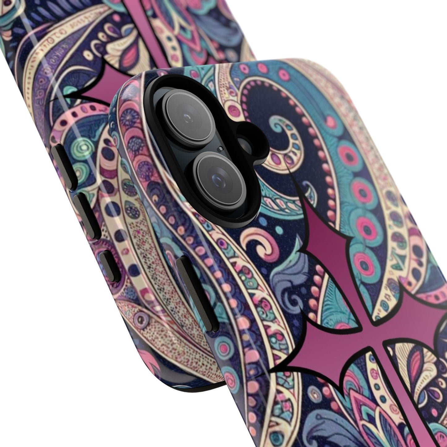 Colorful Cross Phone Case, Tough Phone Cover, Bohemian Style, Unique Gift for Her, Spiritual Design, Easter Accessories