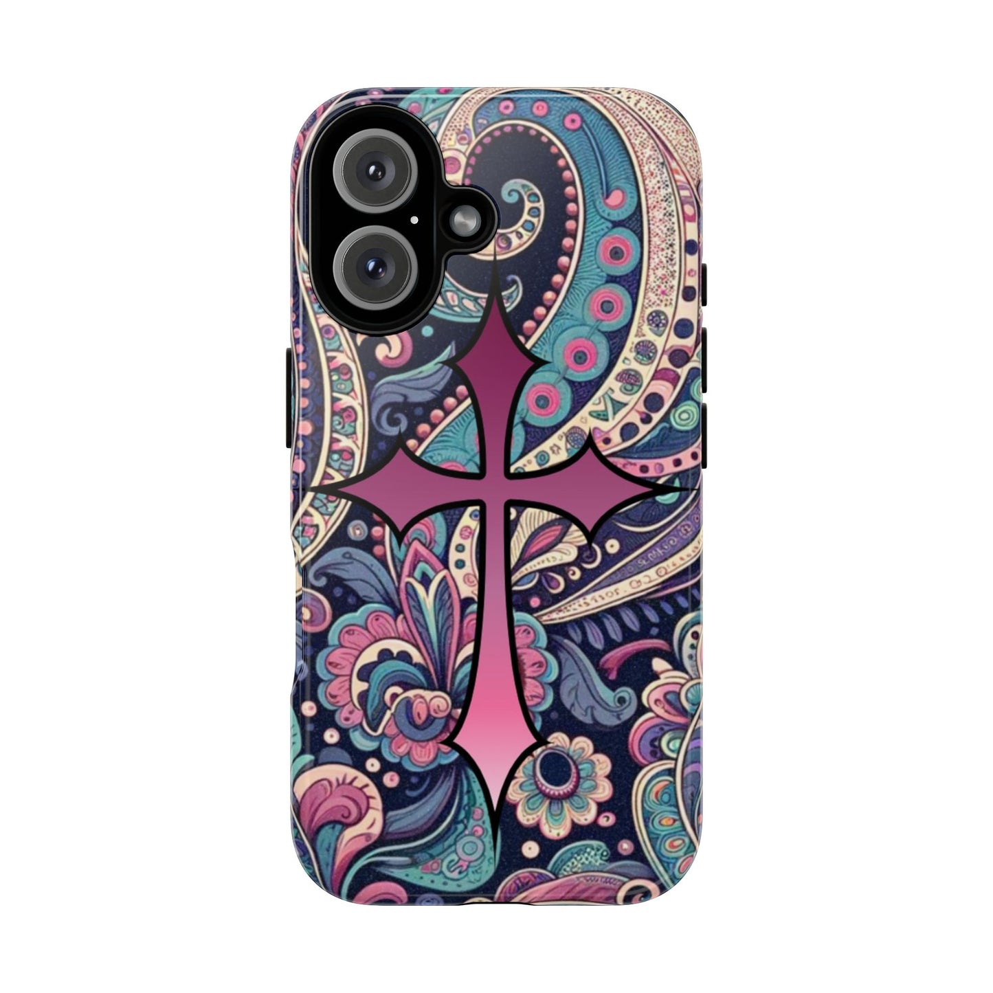 Colorful Cross Phone Case, Tough Phone Cover, Bohemian Style, Unique Gift for Her, Spiritual Design, Easter Accessories