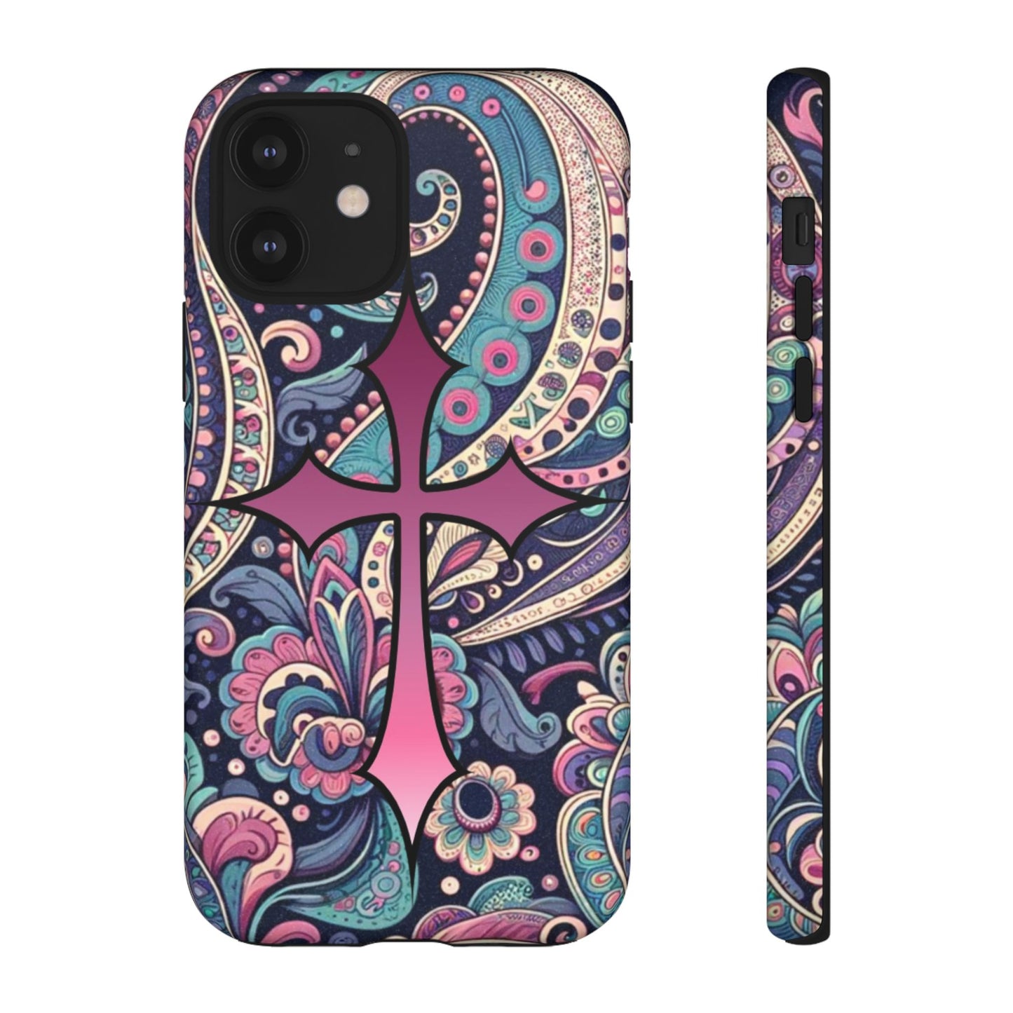 Colorful Cross Phone Case, Tough Phone Cover, Bohemian Style, Unique Gift for Her, Spiritual Design, Easter Accessories