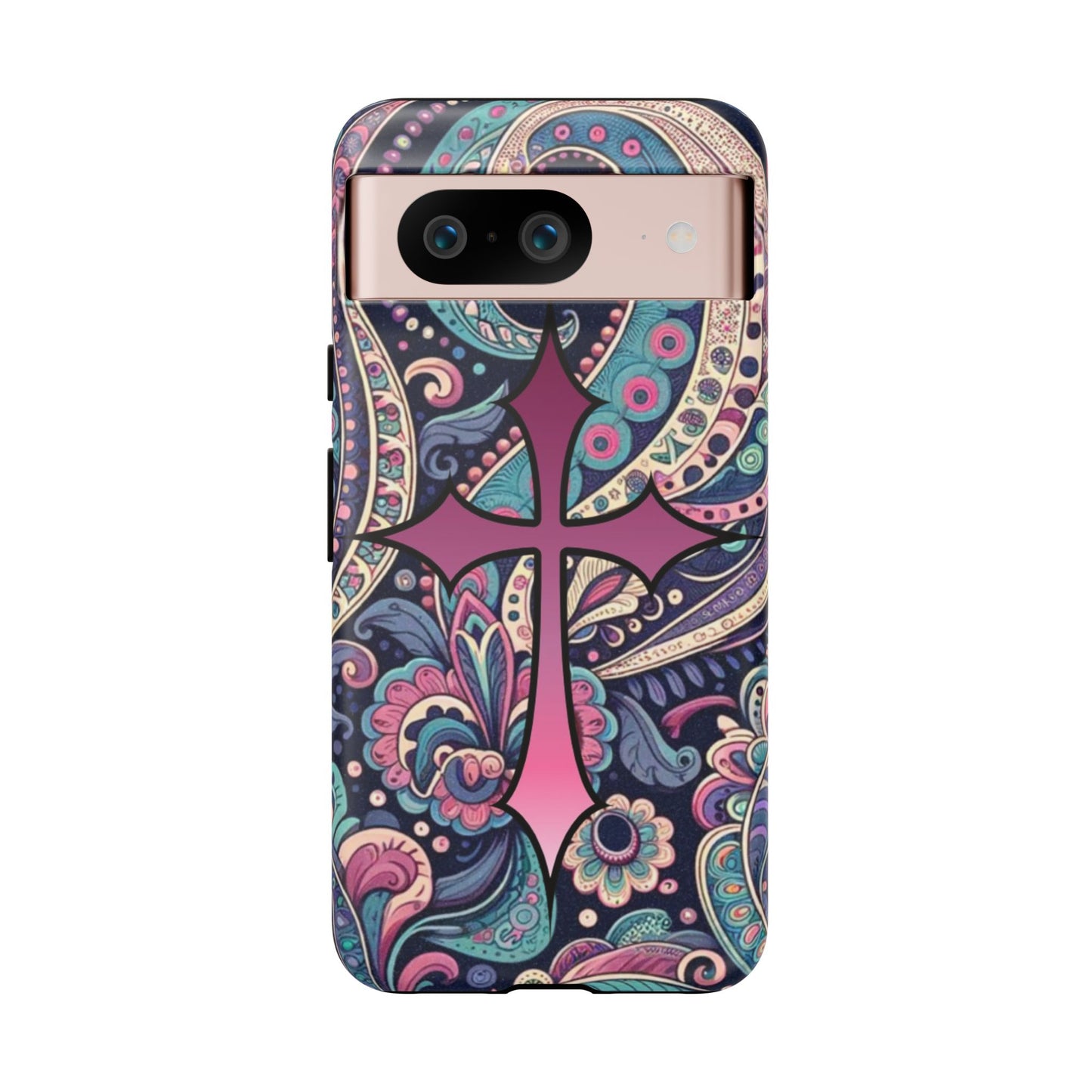 Colorful Cross Phone Case, Tough Phone Cover, Bohemian Style, Unique Gift for Her, Spiritual Design, Easter Accessories