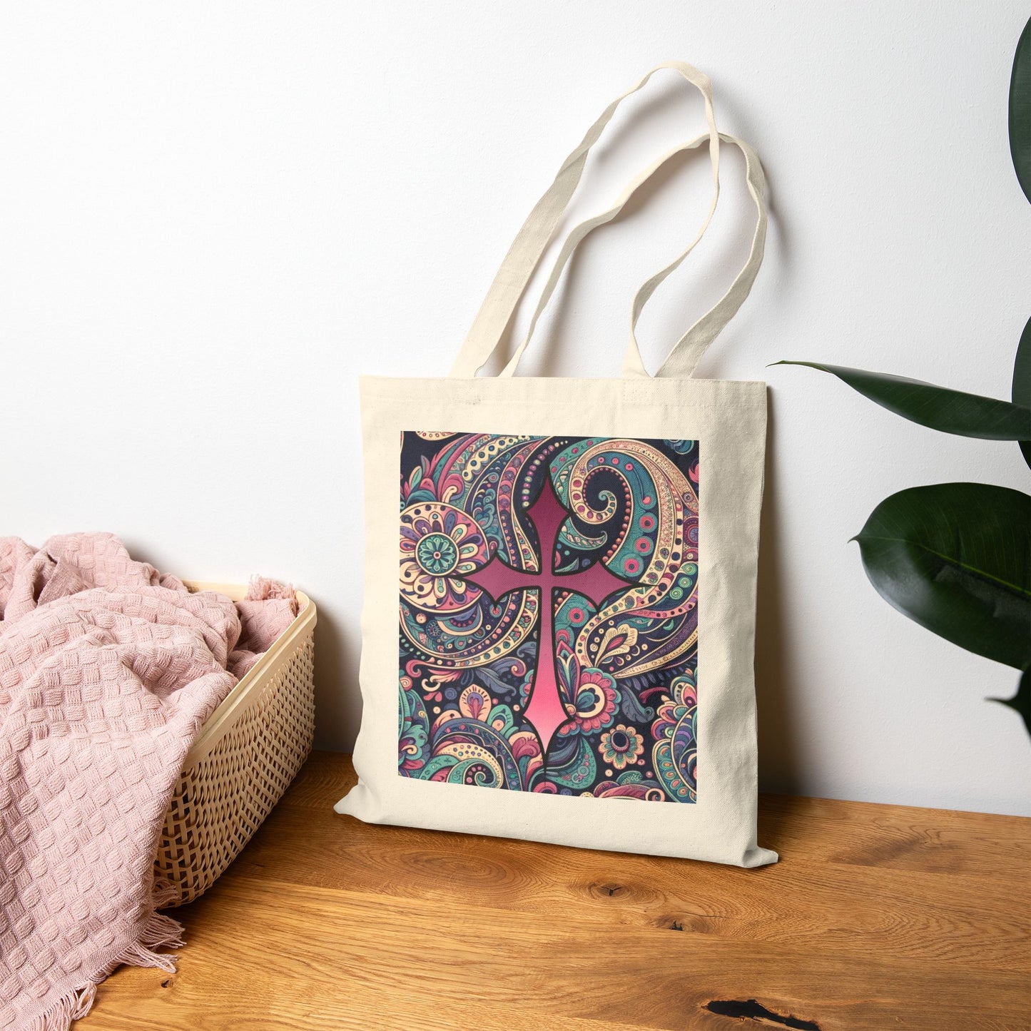 Boho Chic Paisley Faith Tote Bag