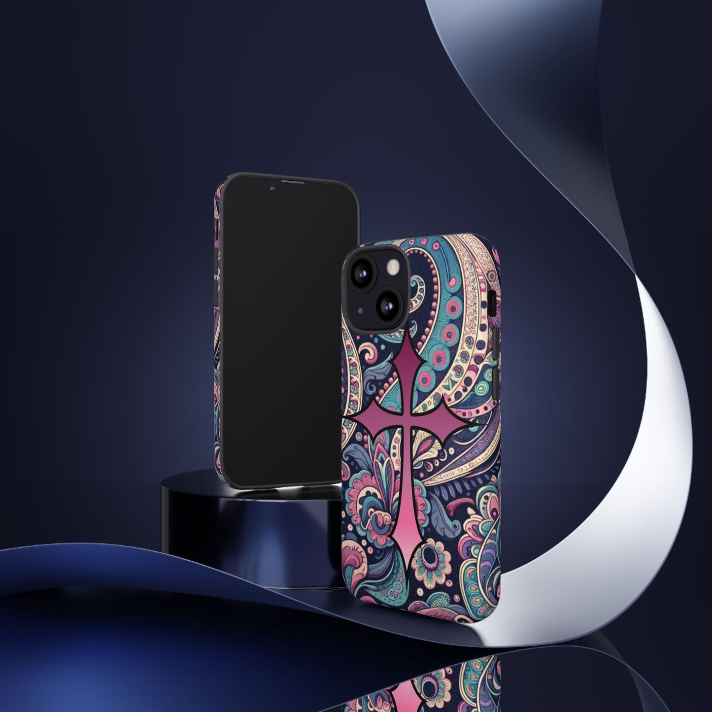 Colorful Cross Phone Case, Tough Phone Cover, Bohemian Style, Unique Gift for Her, Spiritual Design, Easter Accessories