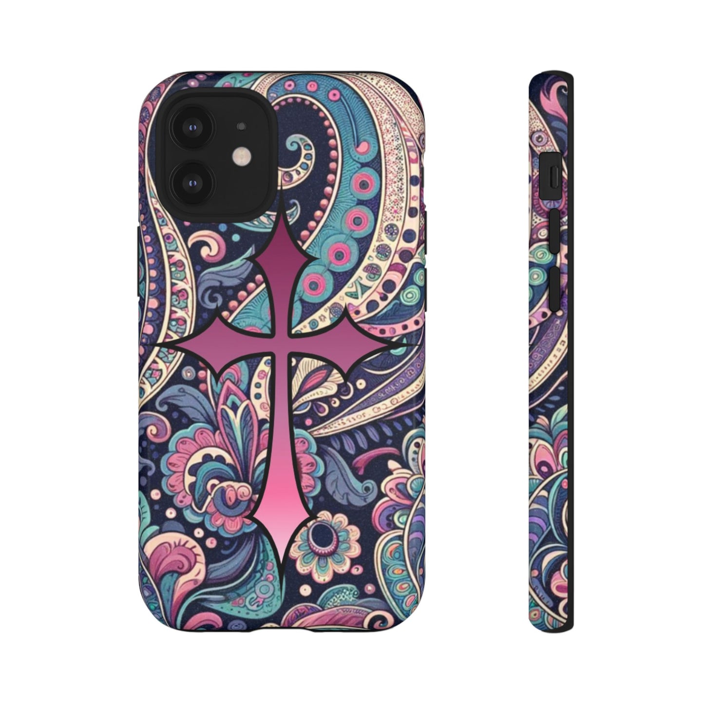 Colorful Cross Phone Case, Tough Phone Cover, Bohemian Style, Unique Gift for Her, Spiritual Design, Easter Accessories