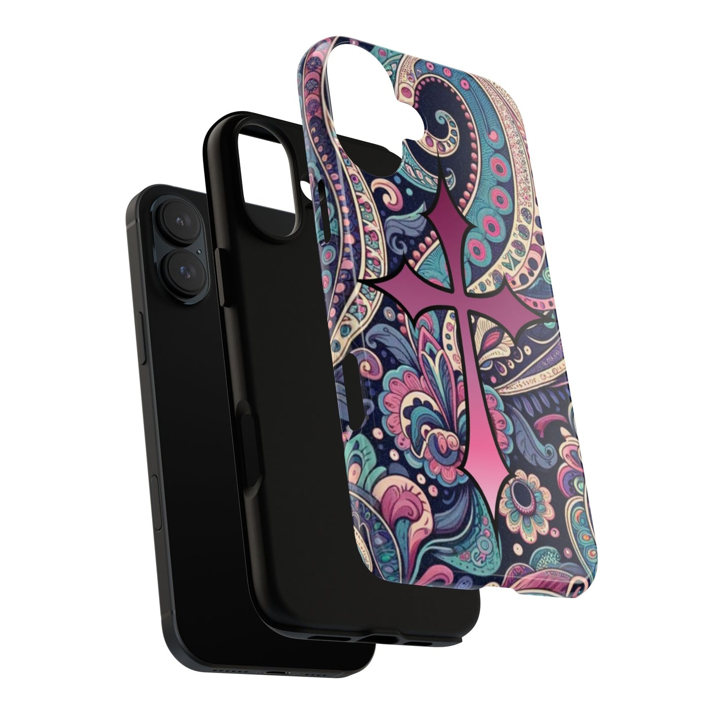Colorful Cross Phone Case, Tough Phone Cover, Bohemian Style, Unique Gift for Her, Spiritual Design, Easter Accessories
