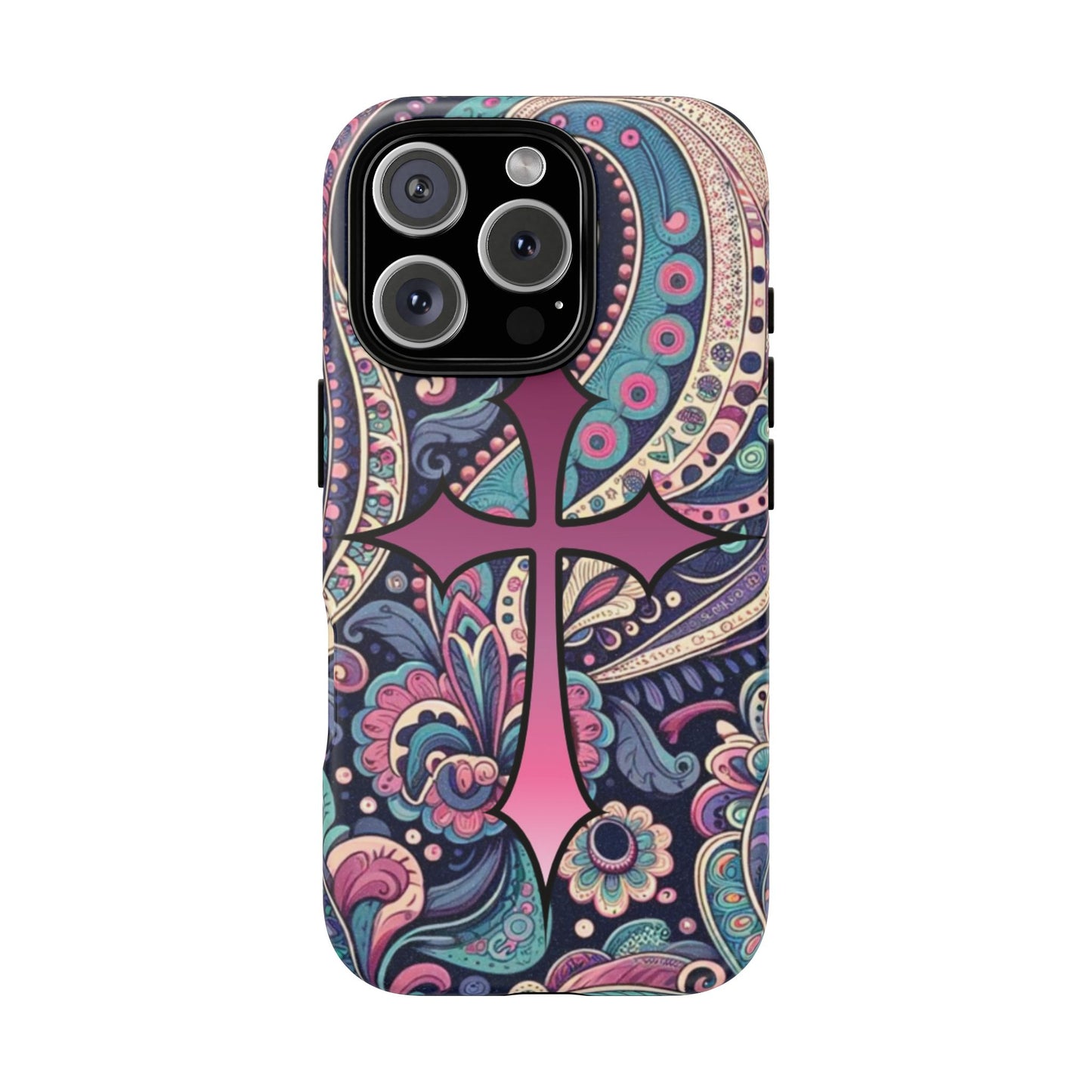 Colorful Cross Phone Case, Tough Phone Cover, Bohemian Style, Unique Gift for Her, Spiritual Design, Easter Accessories