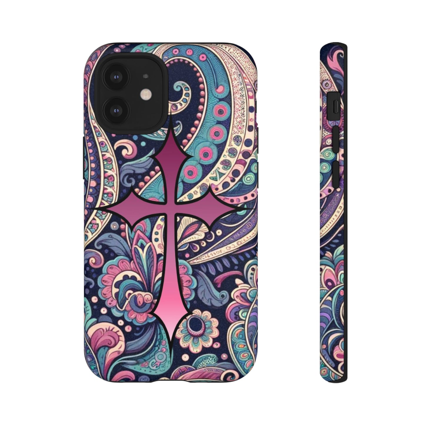 Colorful Cross Phone Case, Tough Phone Cover, Bohemian Style, Unique Gift for Her, Spiritual Design, Easter Accessories