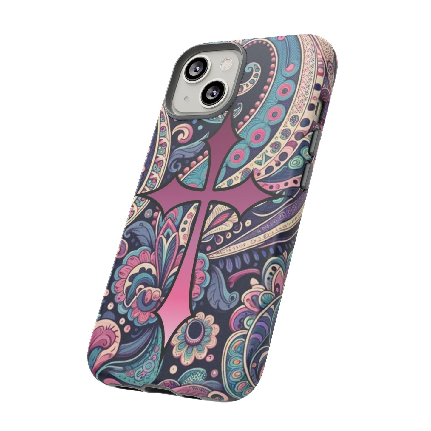 Colorful Cross Phone Case, Tough Phone Cover, Bohemian Style, Unique Gift for Her, Spiritual Design, Easter Accessories