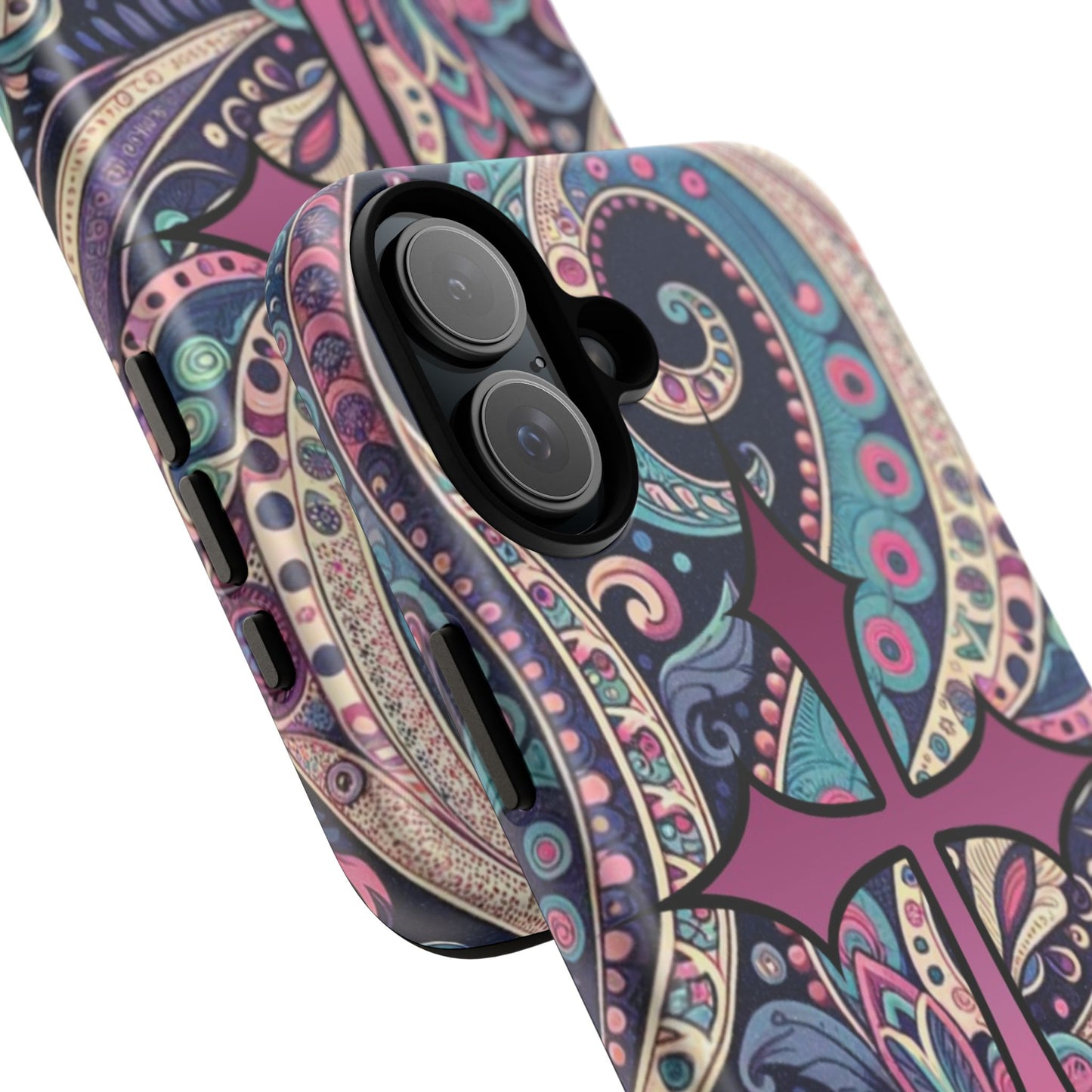 Colorful Cross Phone Case, Tough Phone Cover, Bohemian Style, Unique Gift for Her, Spiritual Design, Easter Accessories