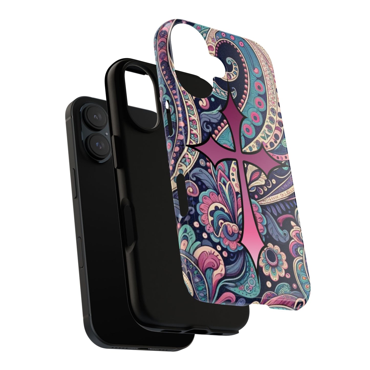 Colorful Cross Phone Case, Tough Phone Cover, Bohemian Style, Unique Gift for Her, Spiritual Design, Easter Accessories