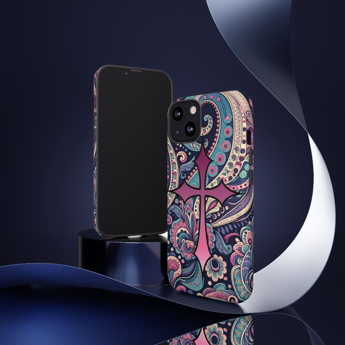 Colorful Cross Phone Case, Tough Phone Cover, Bohemian Style, Unique Gift for Her, Spiritual Design, Easter Accessories