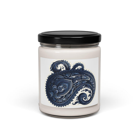 Large Blue Paisley Candle with a variety of scents