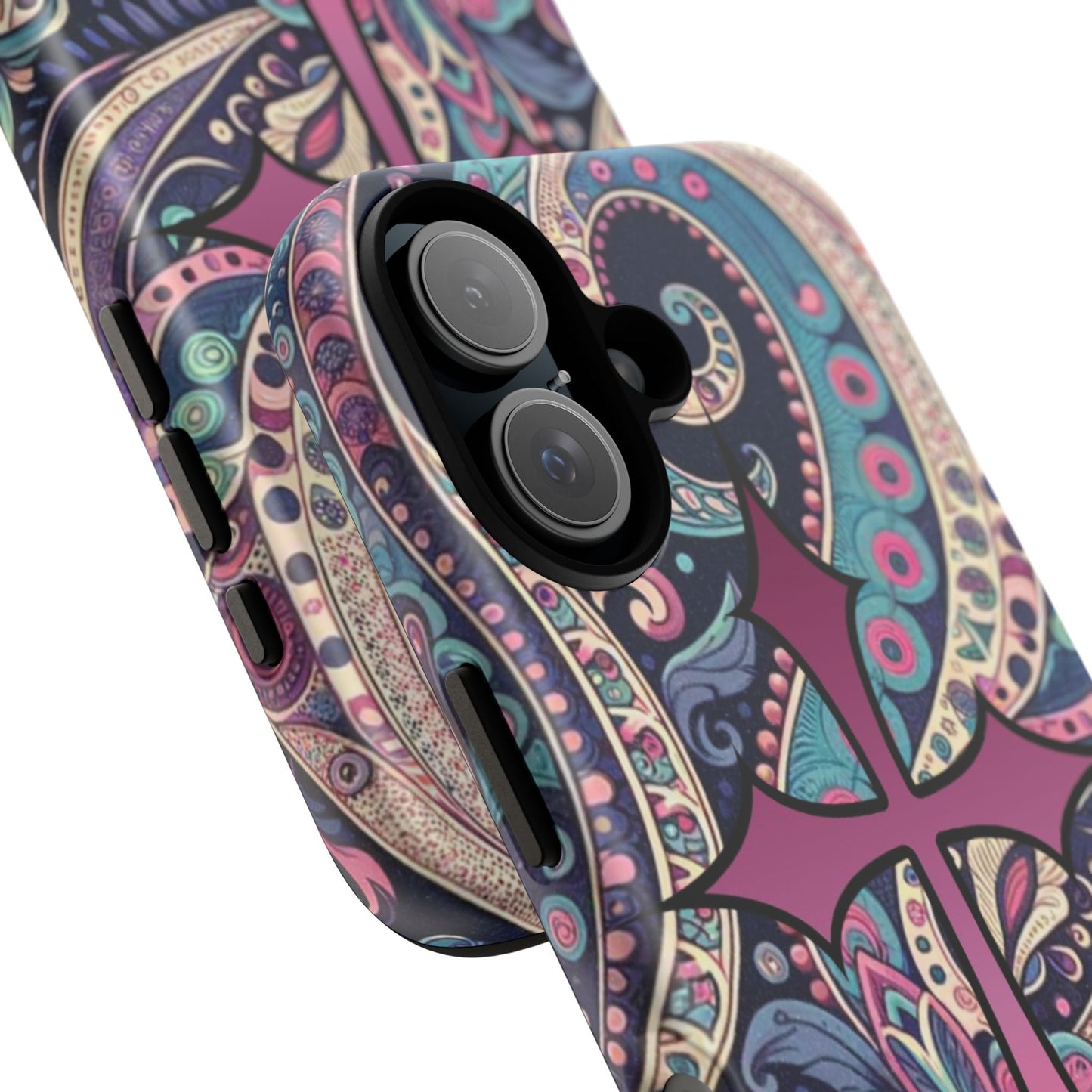 Colorful Cross Phone Case, Tough Phone Cover, Bohemian Style, Unique Gift for Her, Spiritual Design, Easter Accessories