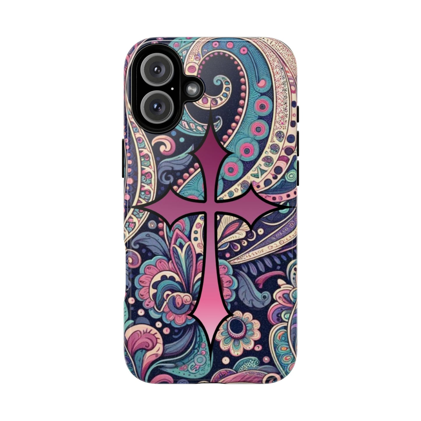 Colorful Cross Phone Case, Tough Phone Cover, Bohemian Style, Unique Gift for Her, Spiritual Design, Easter Accessories