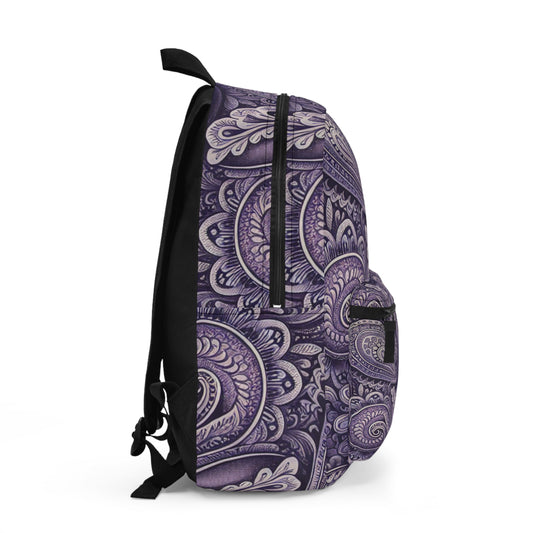 Backpack - Purple Paisley Pattern School, College, Travel Backpack
