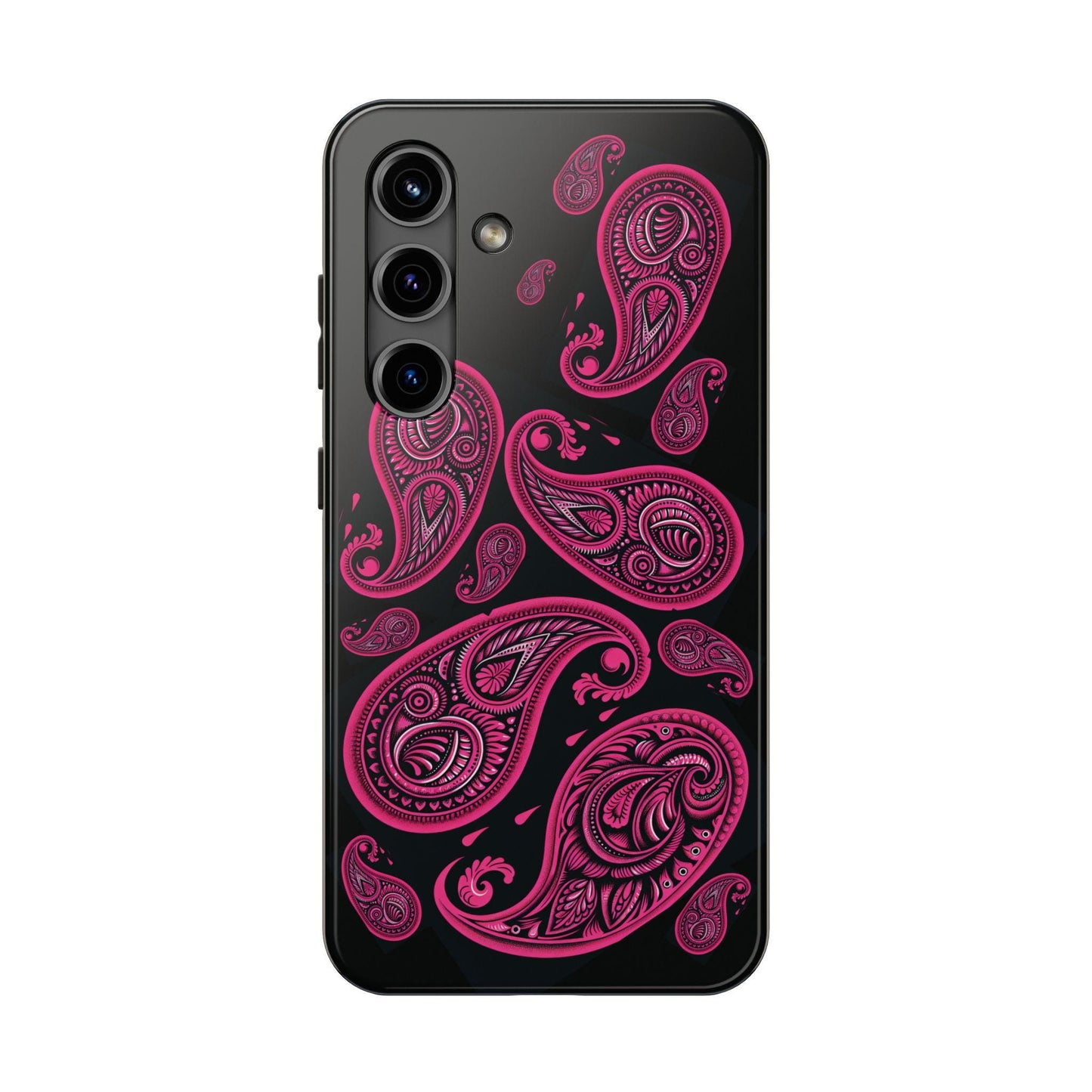 Hot Pink Paisley on black Phone Case