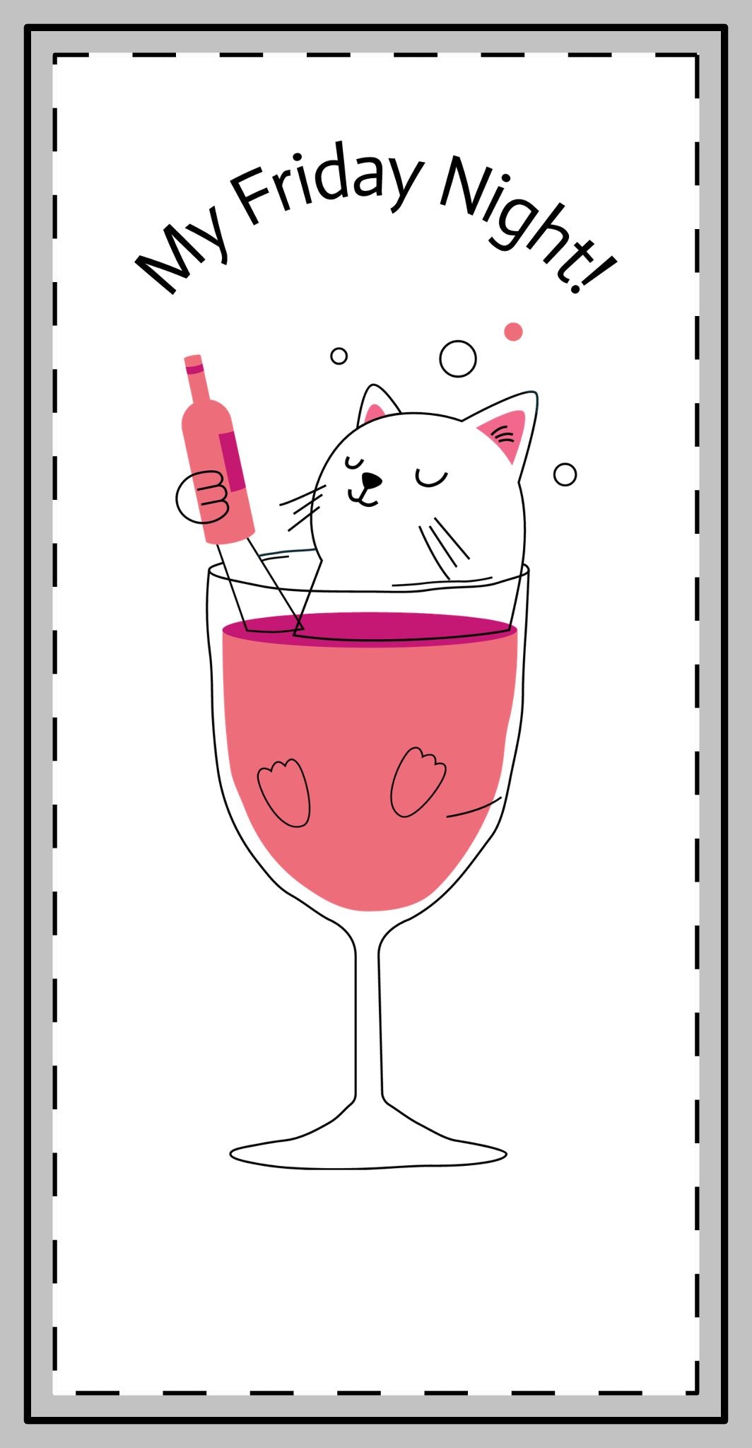 Magnet - Cat in Wine Glass with Bubbles