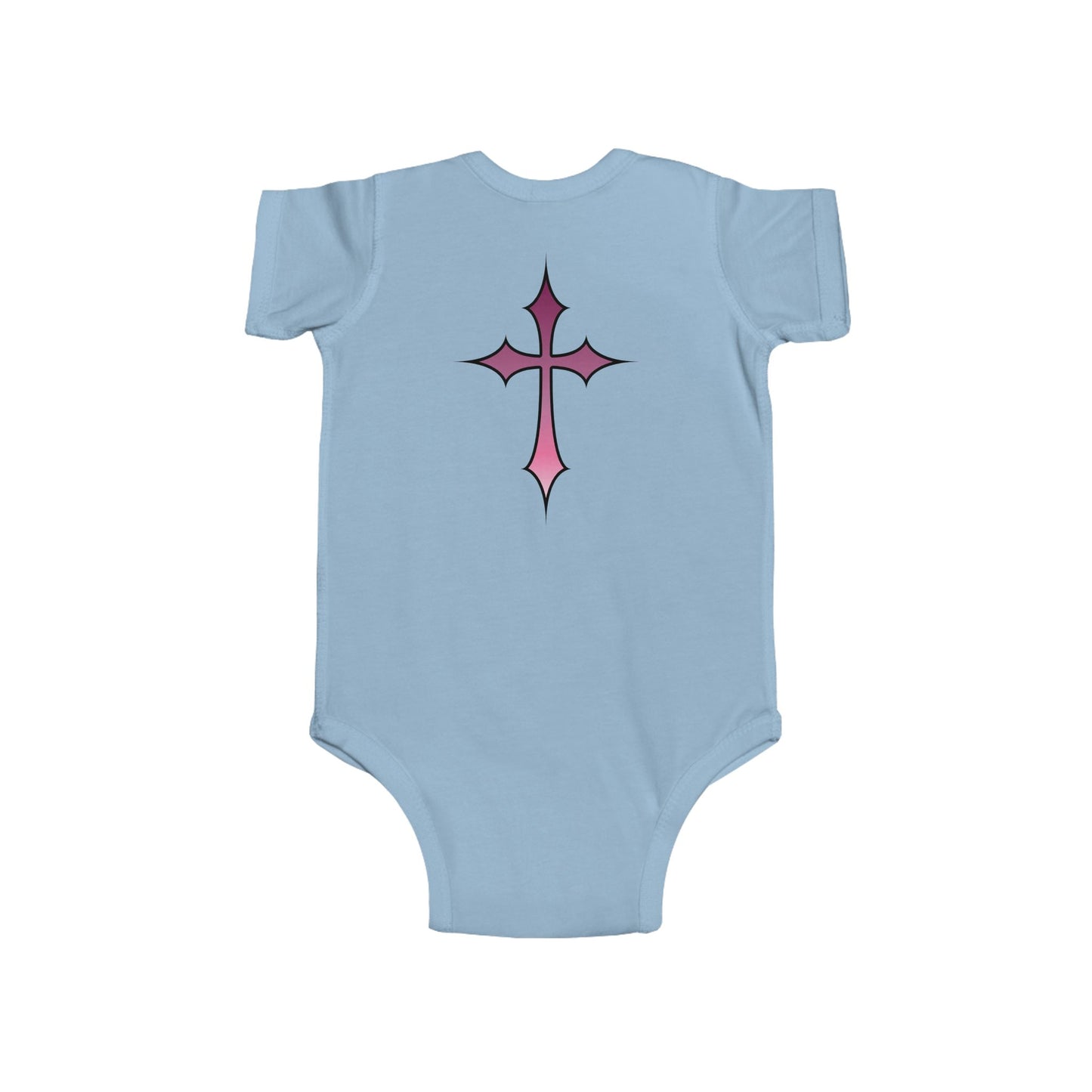 Baby Bodysuit - Pink Cross Infant Fine Jersey Bodysuit for Newborn, Religious Baptism Gift and Faithful Baby Shower Present