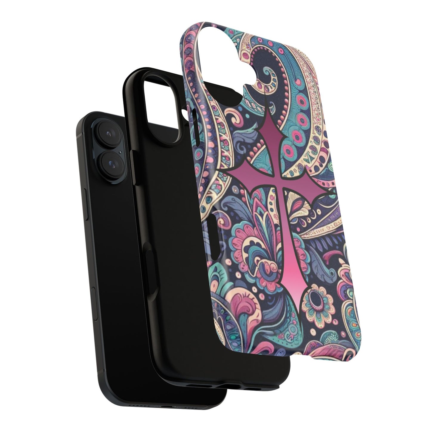 Colorful Cross Phone Case, Tough Phone Cover, Bohemian Style, Unique Gift for Her, Spiritual Design, Easter Accessories