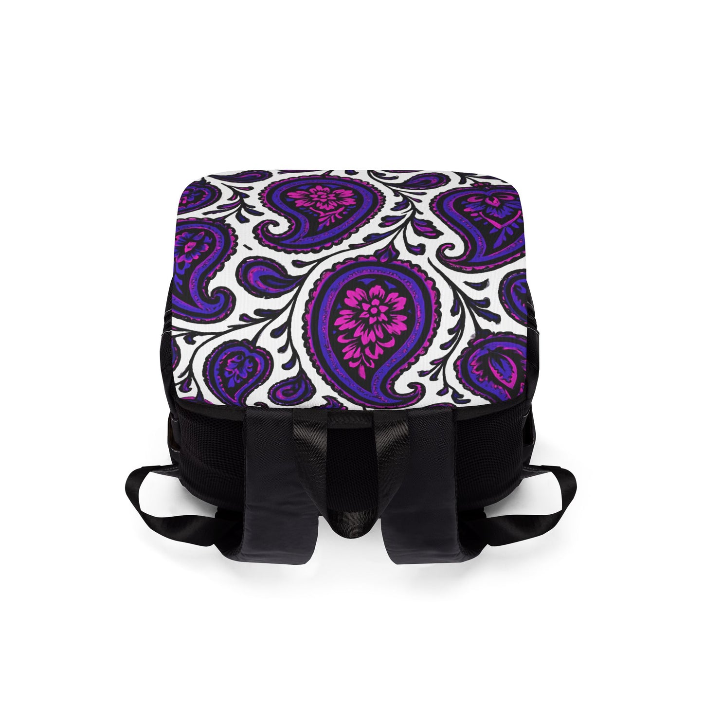Paisley Purple Shoulder Backpack — Casual Travel & School Bag