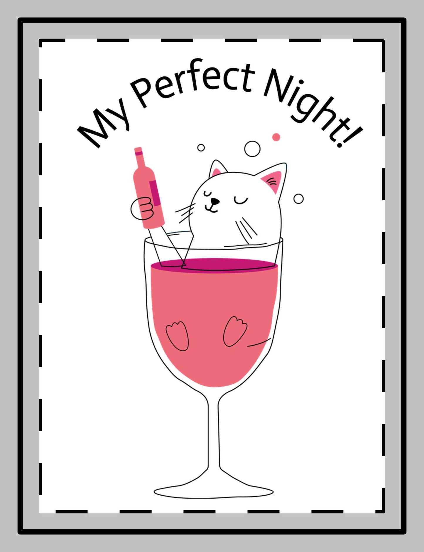 Magnet - Cat in Wine Glass with Bubbles