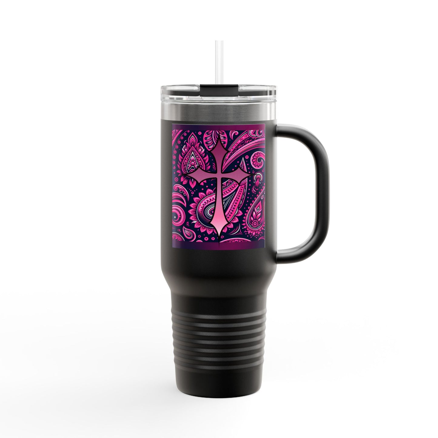 Pink Paisley Faith Insulated Travel Mug, 40oz - Coffee Lovers Gift for Holidays