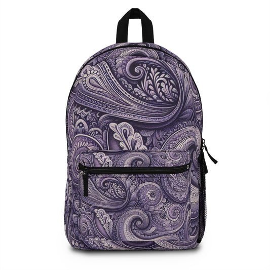 Backpack - Purple Paisley Pattern School, College, Travel Backpack