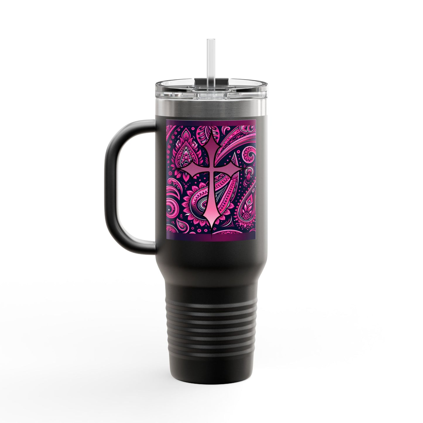 Pink Paisley Faith Insulated Travel Mug, 40oz - Coffee Lovers Gift for Holidays
