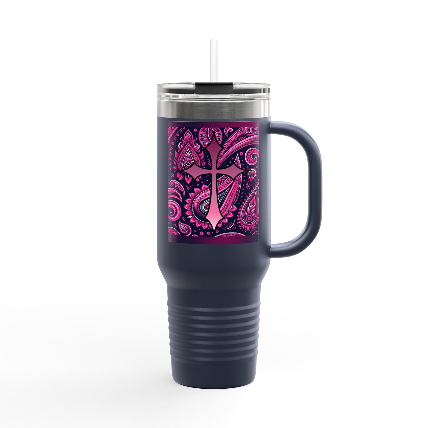 Pink Paisley Faith Insulated Travel Mug, 40oz - Coffee Lovers Gift for Holidays