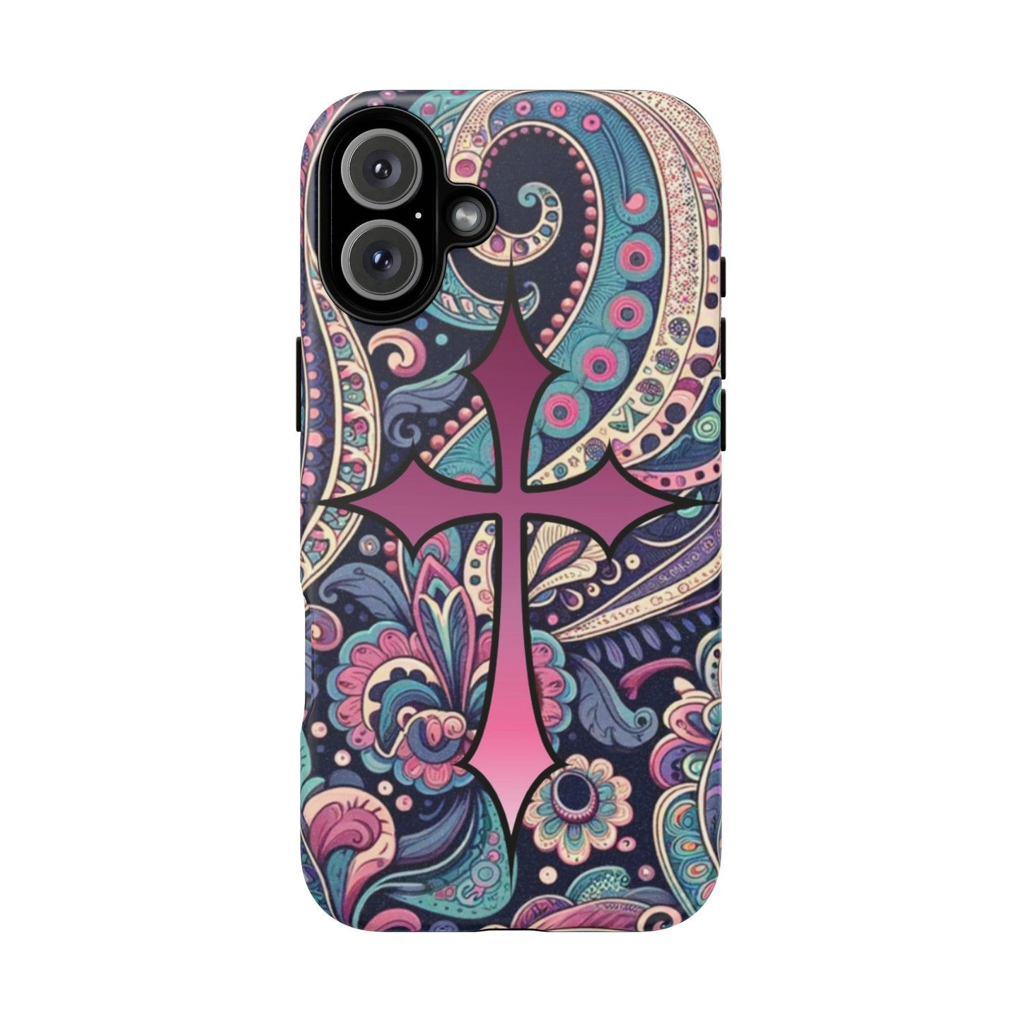 Colorful Cross Phone Case, Tough Phone Cover, Bohemian Style, Unique Gift for Her, Spiritual Design, Easter Accessories