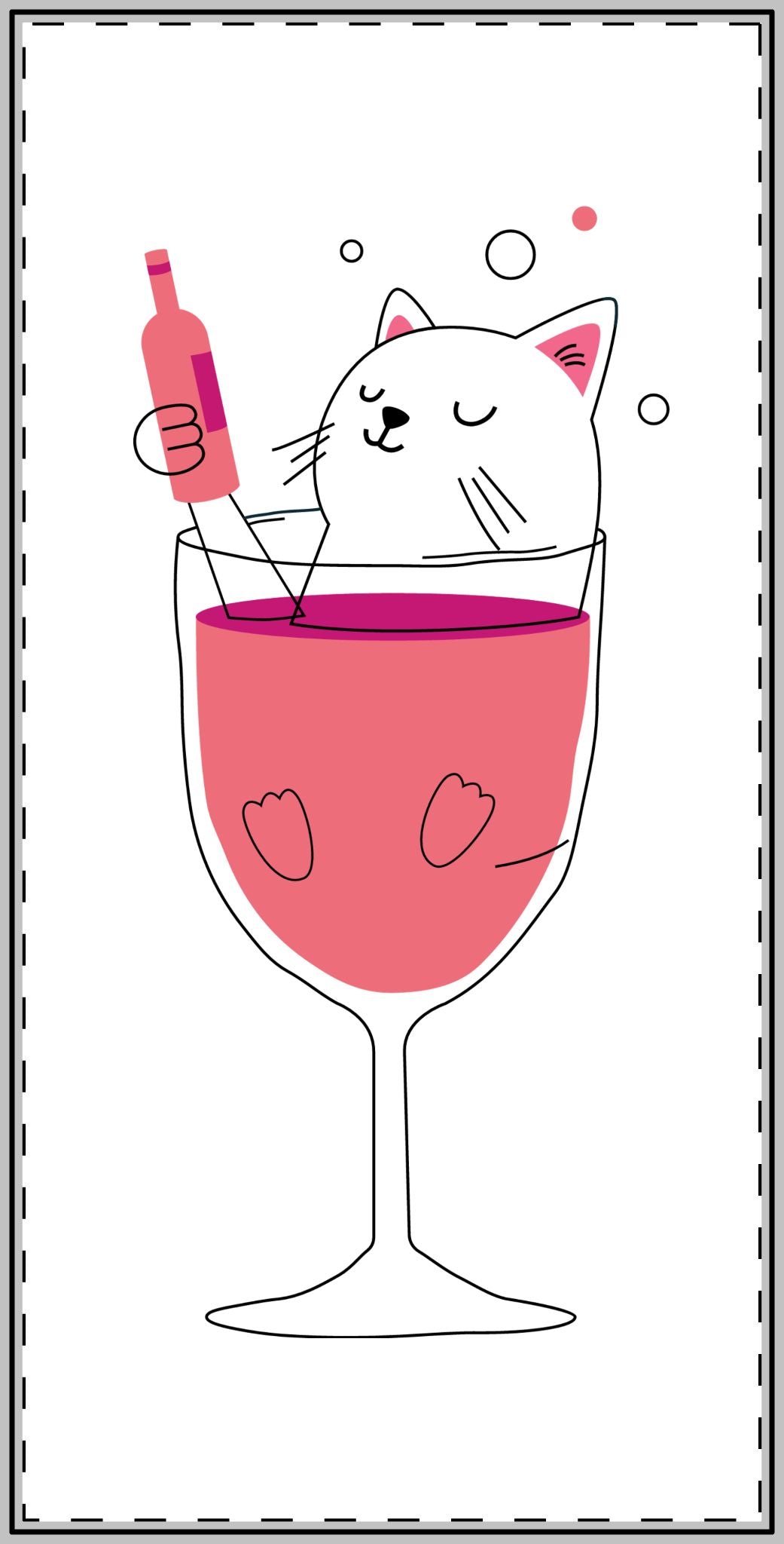 Magnet - Cat in Wine Glass with Bubbles