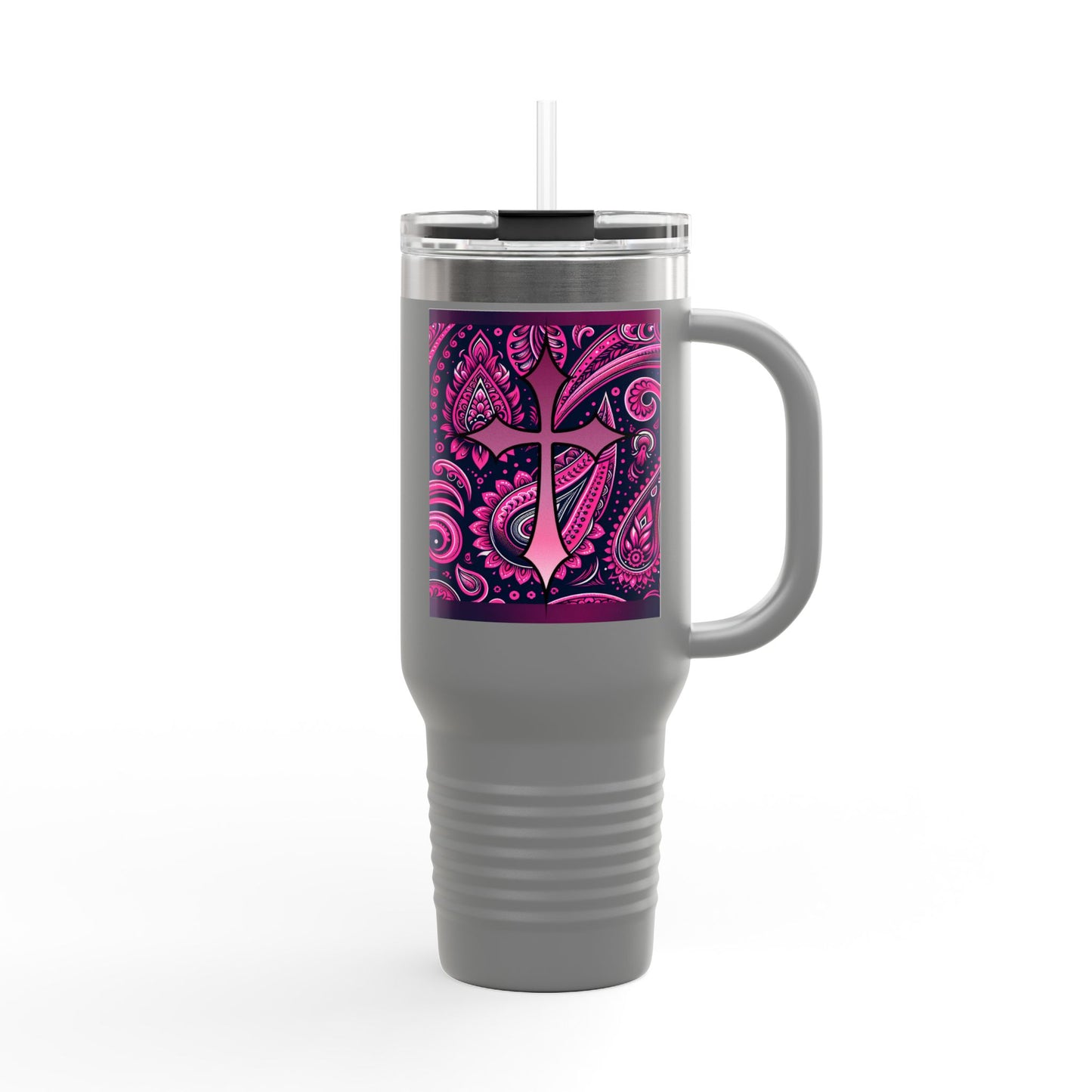 Pink Paisley Faith Insulated Travel Mug, 40oz - Coffee Lovers Gift for Holidays