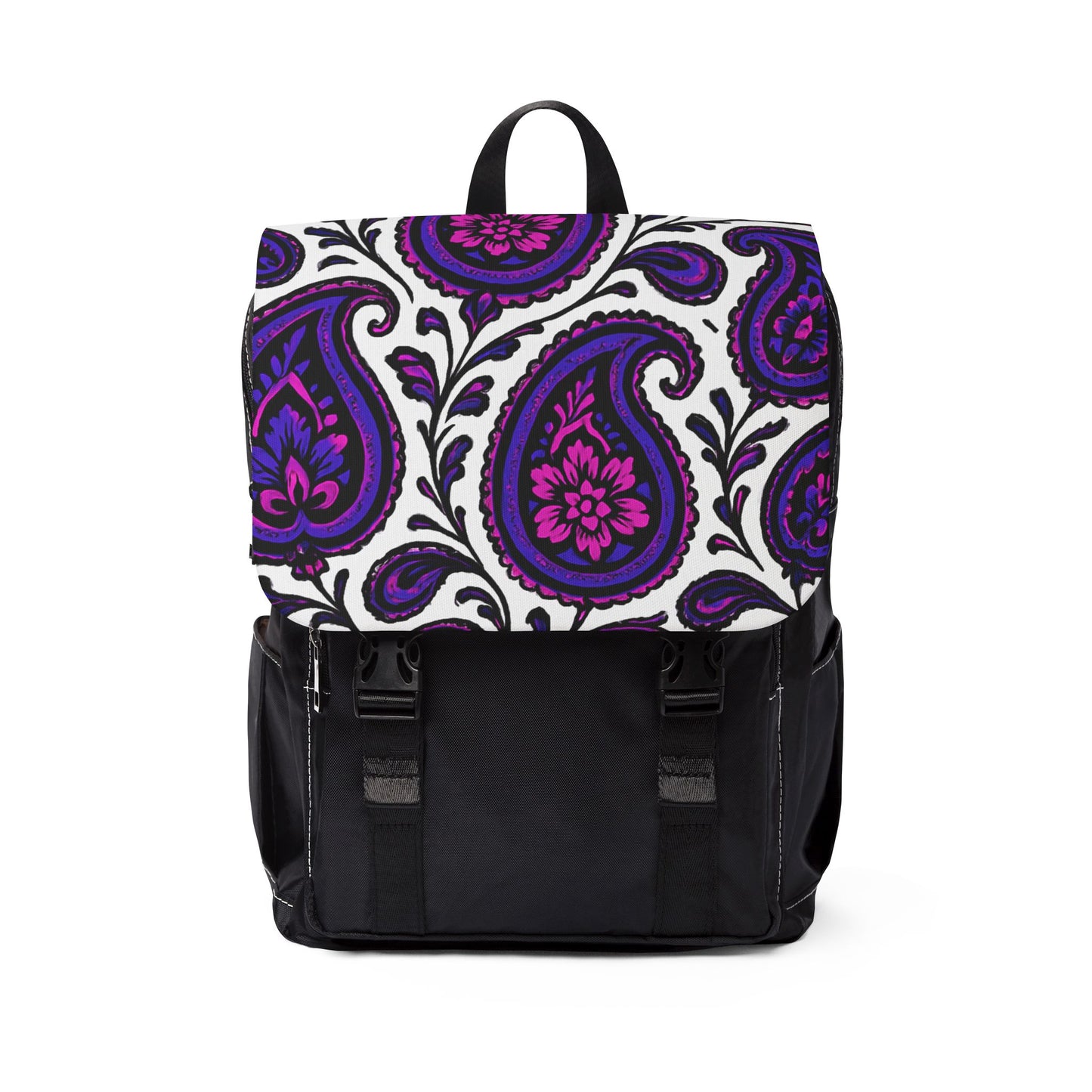 Paisley Purple Shoulder Backpack — Casual Travel & School Bag