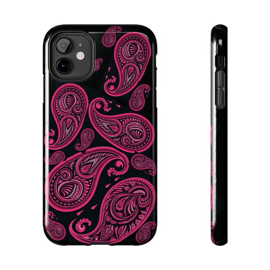 Hot Pink Paisley on black Phone Case