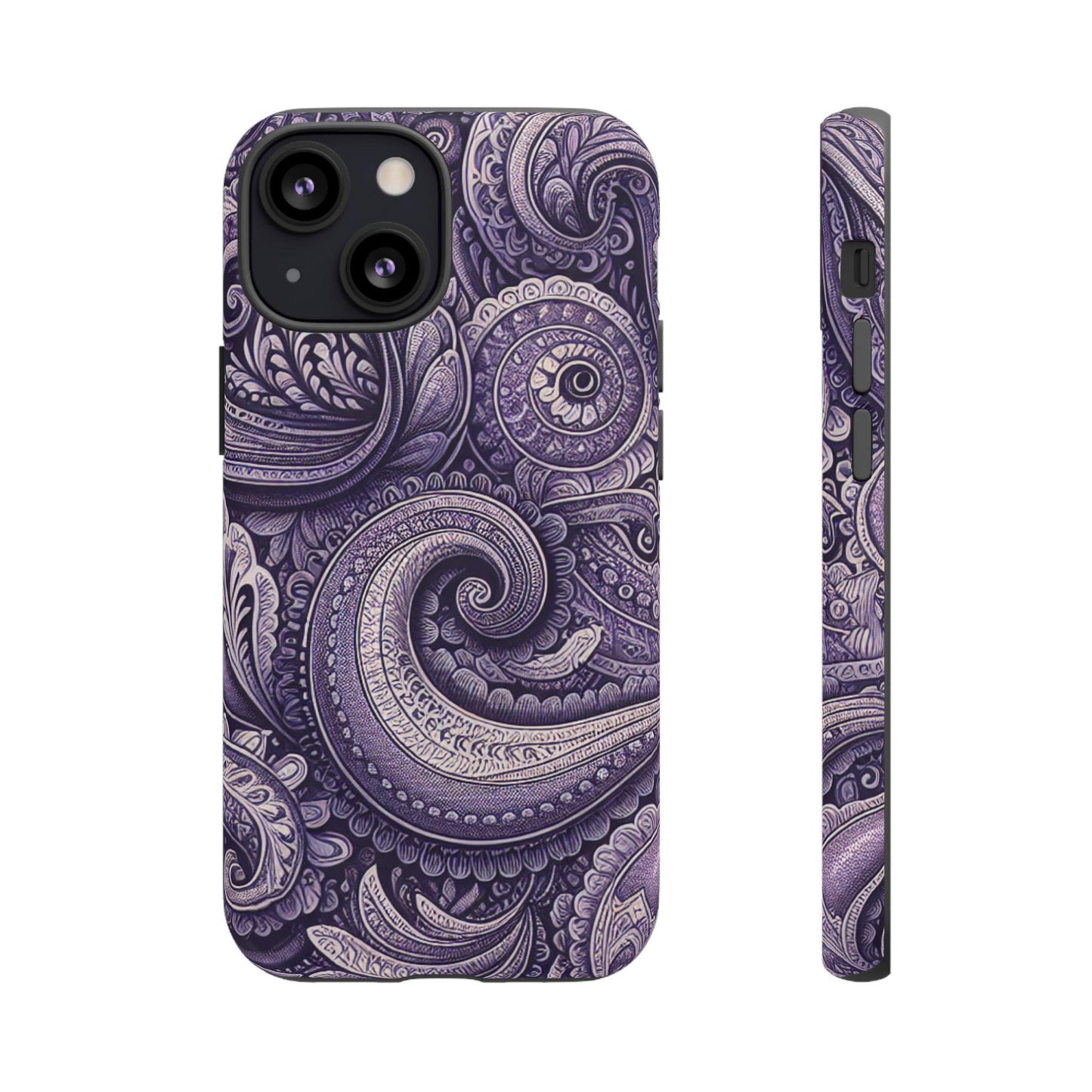 Purple Paisley Boho Phone Case, Protective Phone Cover, Durable Smartphone Case, Paisley Print iPhone Case, Tough Phone Shell