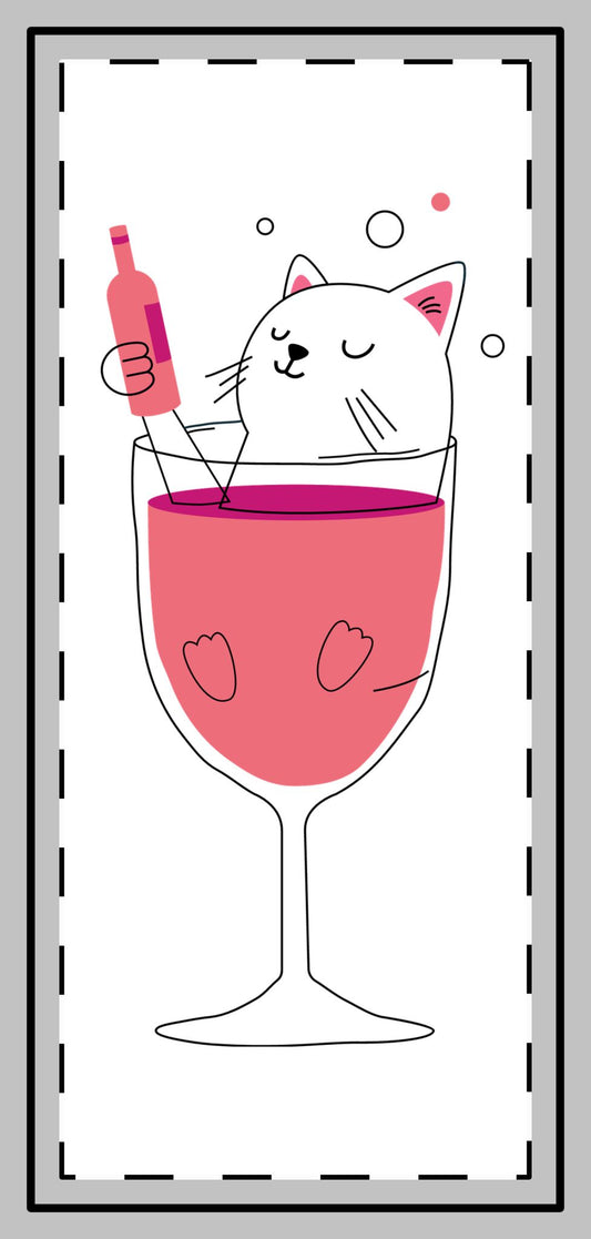 Magnet - Cat in Wine Glass with Bubbles