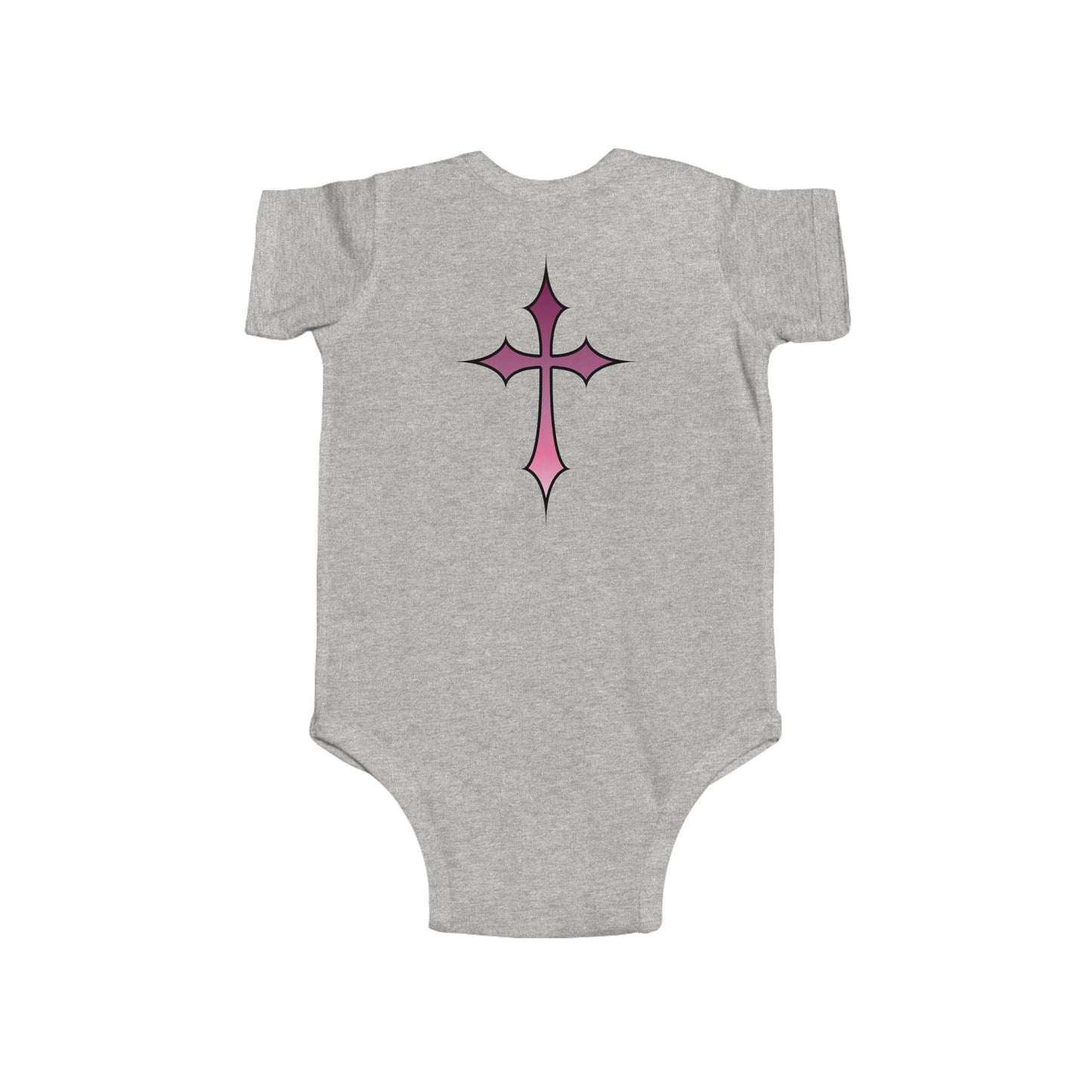 Baby Bodysuit - Pink Cross Infant Fine Jersey Bodysuit for Newborn, Religious Baptism Gift and Faithful Baby Shower Present