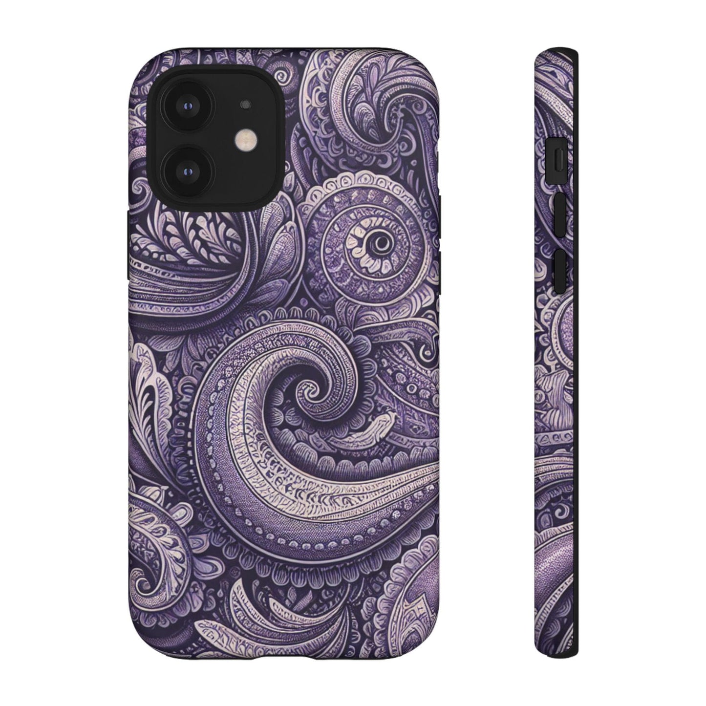 Purple Paisley Boho Phone Case, Protective Phone Cover, Durable Smartphone Case, Paisley Print iPhone Case, Tough Phone Shell