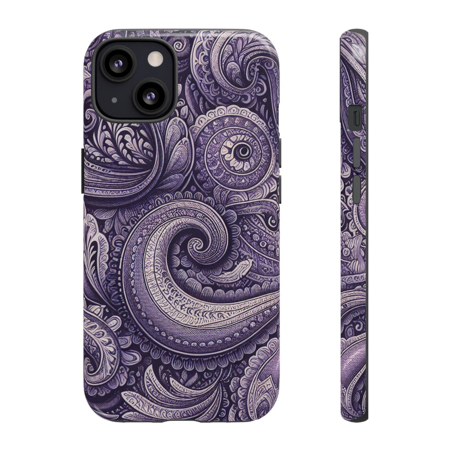 Purple Paisley Boho Phone Case, Protective Phone Cover, Durable Smartphone Case, Paisley Print iPhone Case, Tough Phone Shell