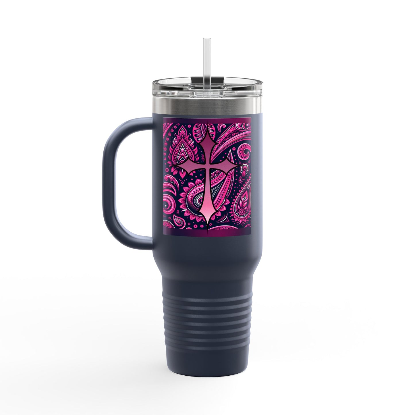 Pink Paisley Faith Insulated Travel Mug, 40oz - Coffee Lovers Gift for Holidays
