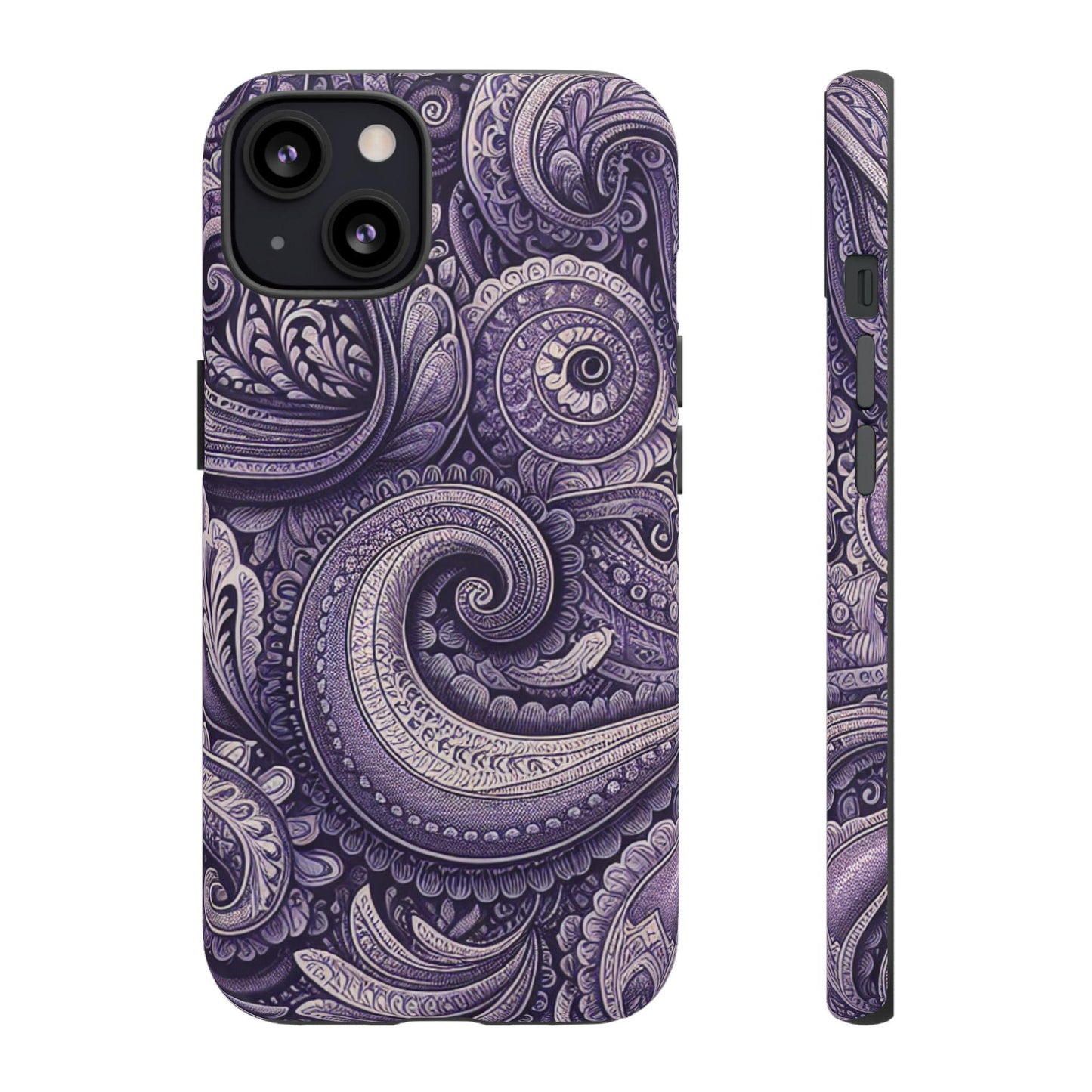 Purple Paisley Boho Phone Case, Protective Phone Cover, Durable Smartphone Case, Paisley Print iPhone Case, Tough Phone Shell