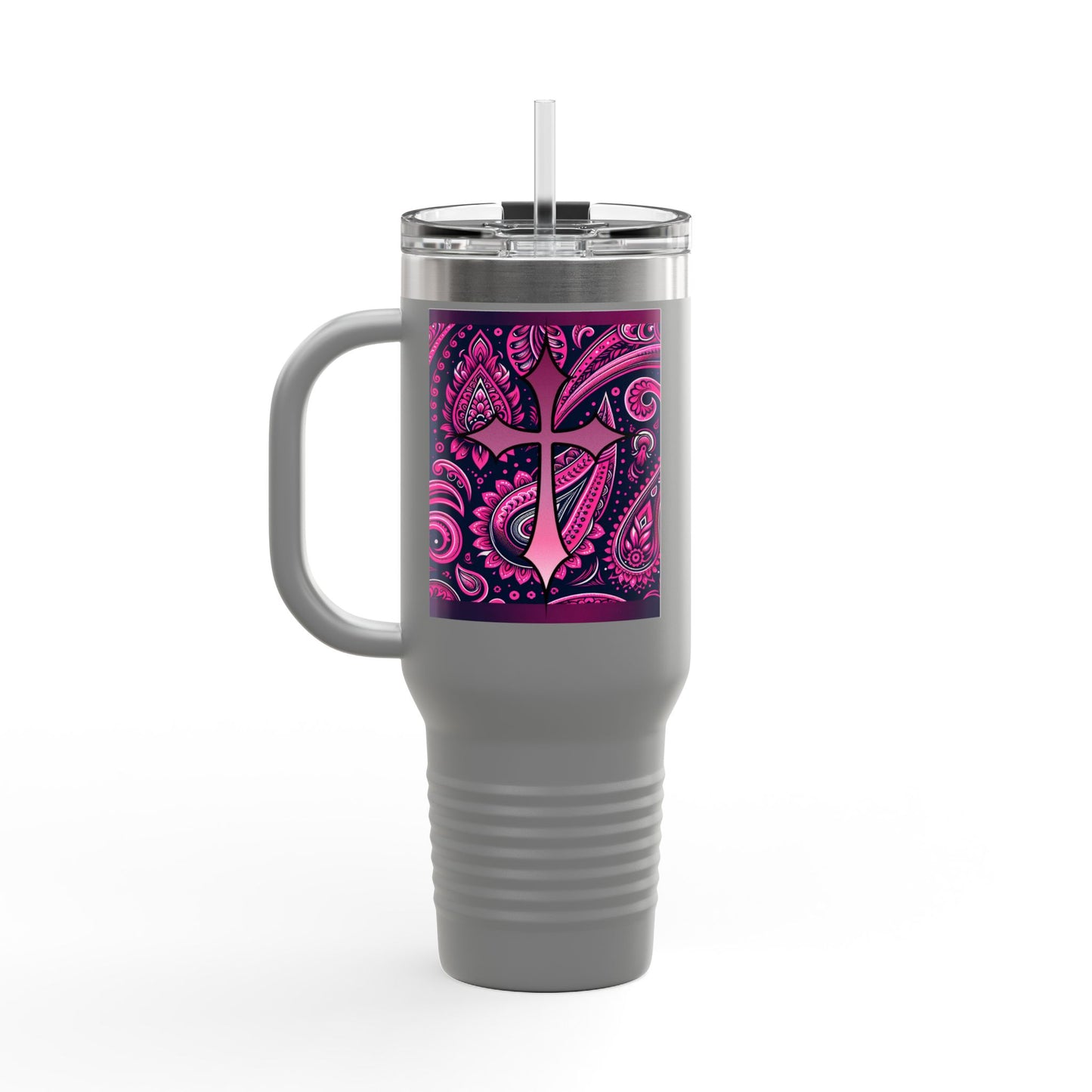 Pink Paisley Faith Insulated Travel Mug, 40oz - Coffee Lovers Gift for Holidays