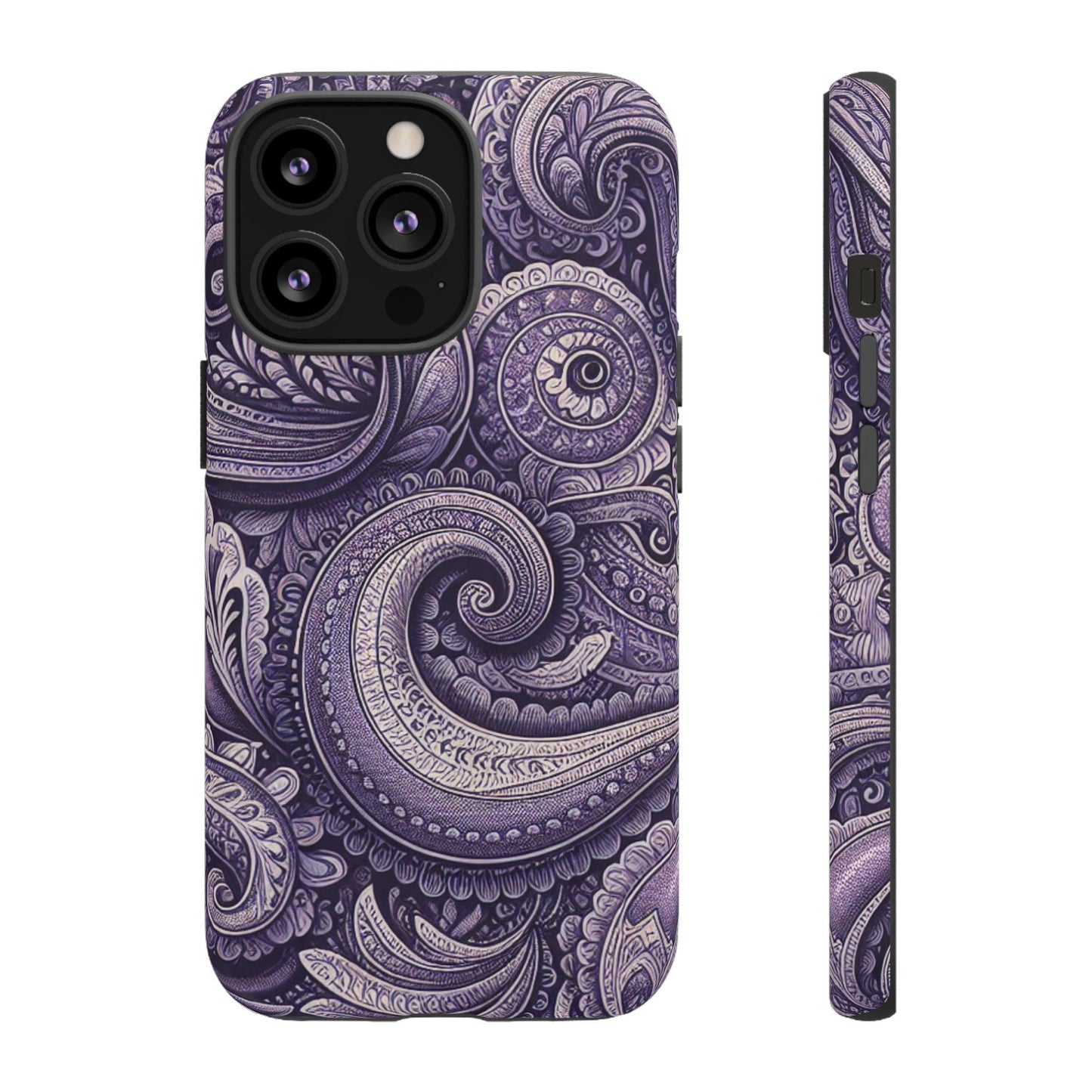 Purple Paisley Boho Phone Case, Protective Phone Cover, Durable Smartphone Case, Paisley Print iPhone Case, Tough Phone Shell