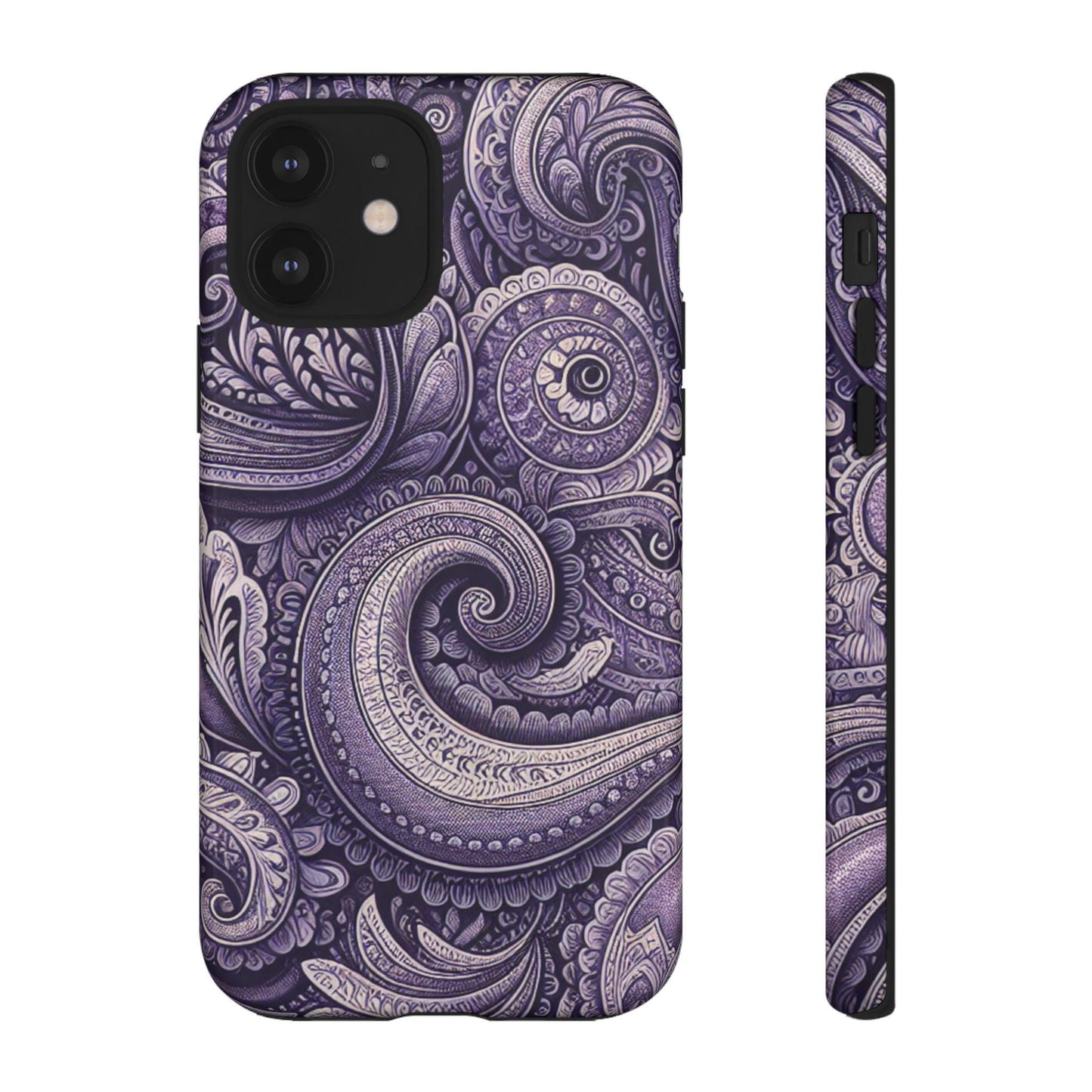 Purple Paisley Boho Phone Case, Protective Phone Cover, Durable Smartphone Case, Paisley Print iPhone Case, Tough Phone Shell