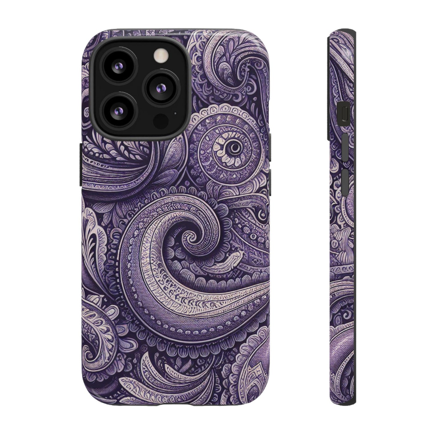 Purple Paisley Boho Phone Case, Protective Phone Cover, Durable Smartphone Case, Paisley Print iPhone Case, Tough Phone Shell