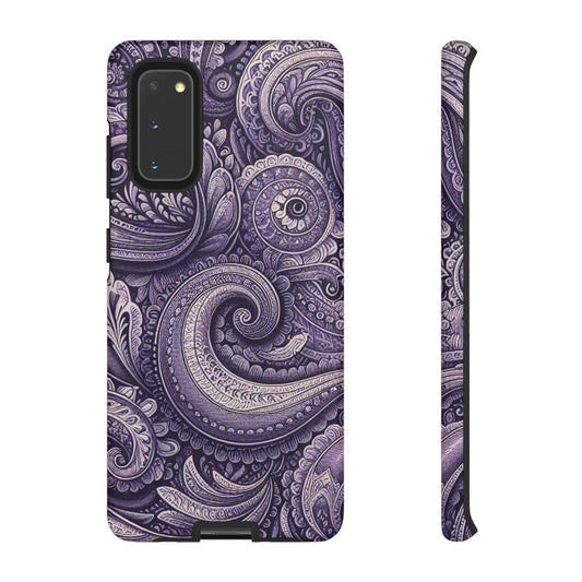 Purple Paisley Boho Phone Case, Protective Phone Cover, Durable Smartphone Case, Paisley Print iPhone Case, Tough Phone Shell